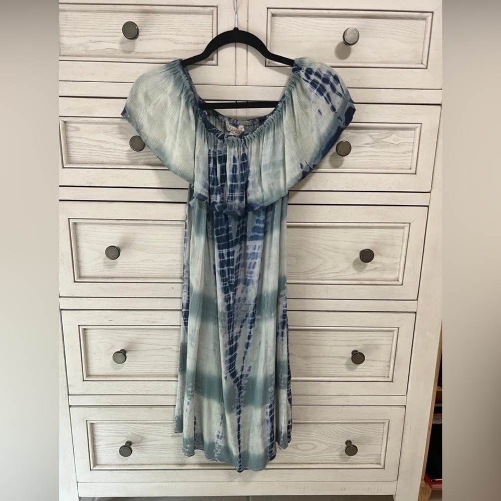 BEAUTIFUL VANILLA STAR TIE DYE OFF THE SHOULDER DRESS